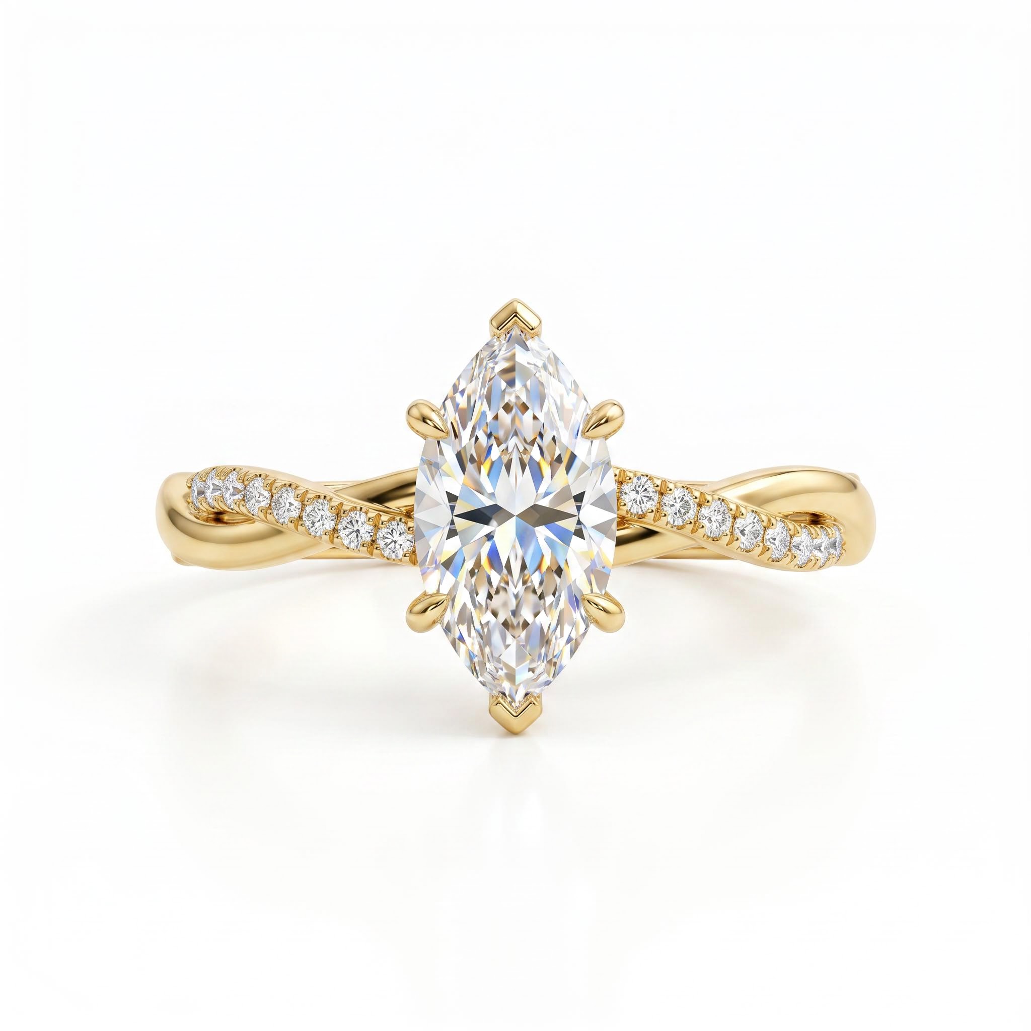 1.1 ct.tw. Marquise Cut Twisted Shank Lab Grown Diamond Engagement Ring