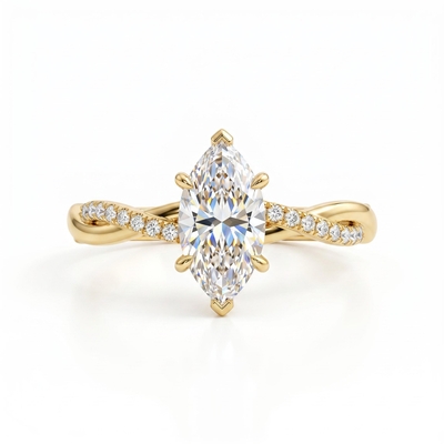 1.1 ct.tw. Marquise Cut Twisted Shank Lab Grown Diamond Engagement Ring