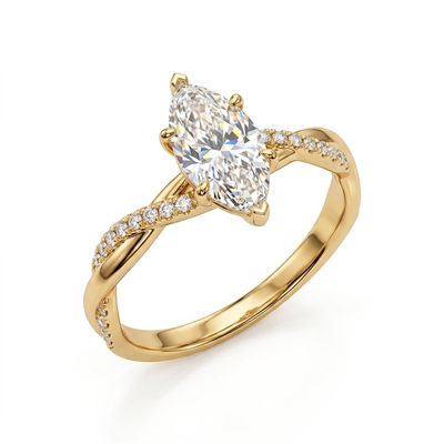 1.1 ct.tw. Marquise Cut Twisted Shank Lab Grown Diamond Engagement Ring
