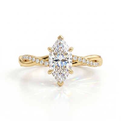1.1 ct.tw. Marquise Cut Twisted Shank Lab Grown Diamond Engagement Ring