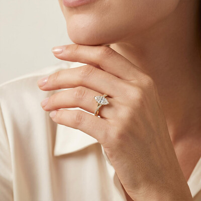 1.1 ct.tw. Marquise Cut Twisted Shank Lab Grown Diamond Engagement Ring