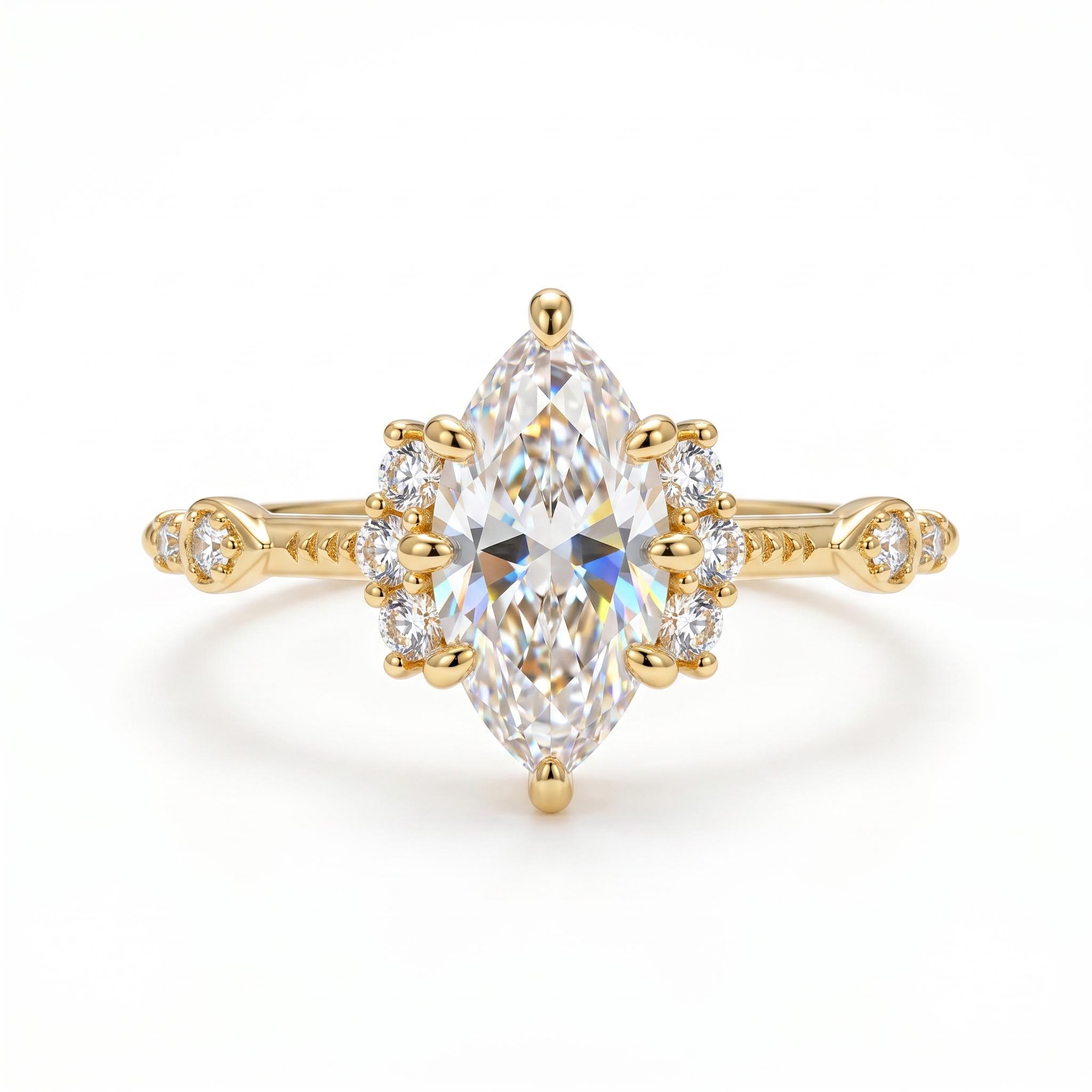 1Ct/1.5Ct Vintage Inspired Marquise Cut Lab Grown Diamond Engagement Ring