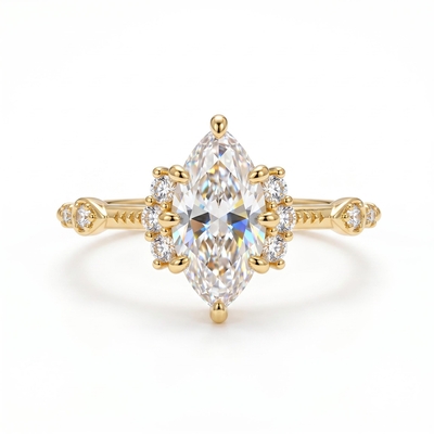 1Ct/1.5Ct Vintage Inspired Marquise Cut Lab Grown Diamond Engagement Ring