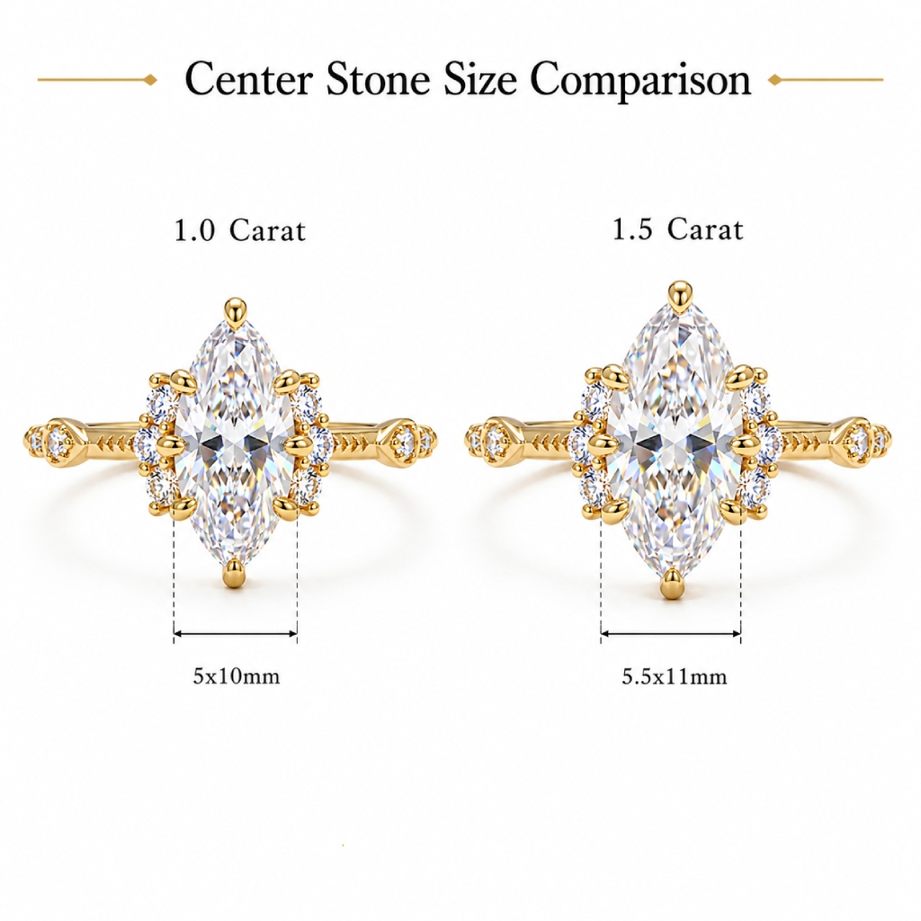 1Ct/1.5Ct Vintage Inspired Marquise Cut Lab Grown Diamond Engagement Ring
