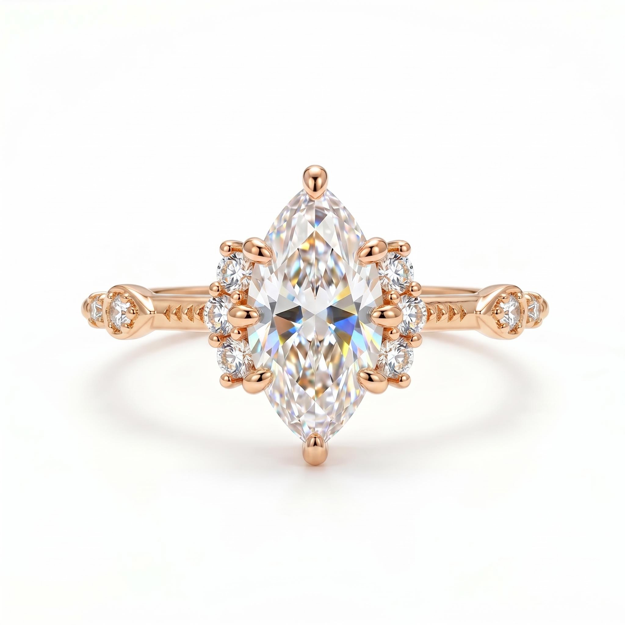 1Ct/1.5Ct Vintage Inspired Marquise Cut Lab Grown Diamond Engagement Ring