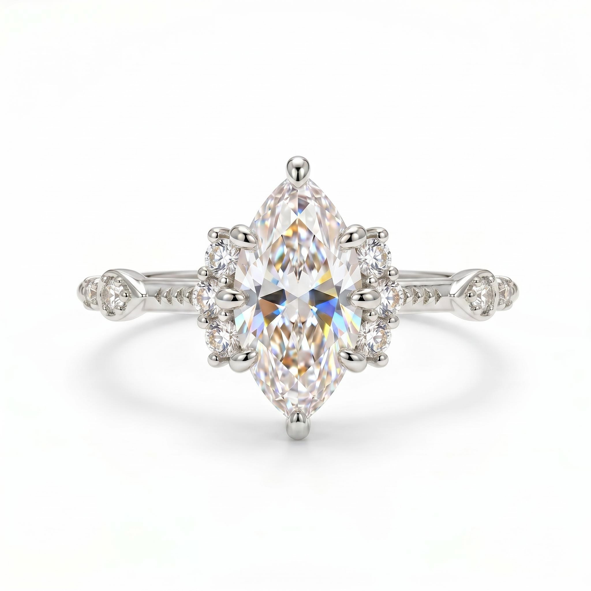 1Ct/1.5Ct Vintage Inspired Marquise Cut Lab Grown Diamond Engagement Ring