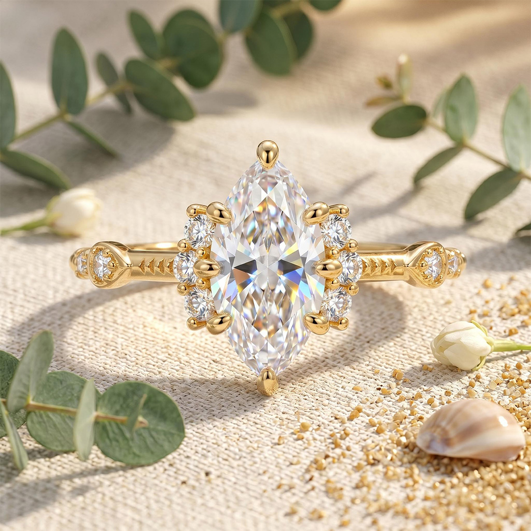 1Ct/1.5Ct Vintage Inspired Marquise Cut Lab Grown Diamond Engagement Ring 1Ct/1.5Ct Vintage Inspired Marquise Cut Lab Grown Diamond Engagement Ring