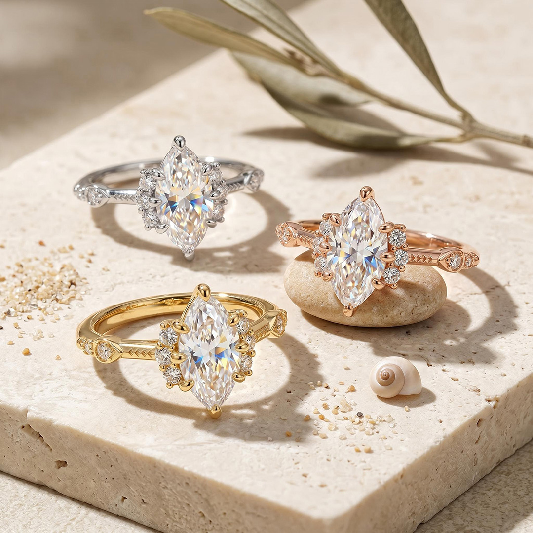 1Ct/1.5Ct Vintage Inspired Marquise Cut Lab Grown Diamond Engagement Ring 1Ct/1.5Ct Vintage Inspired Marquise Cut Lab Grown Diamond Engagement Ring