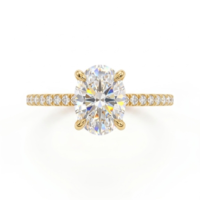 0.3Ct/0.5Ct/1Ct/1.5Ct Classic Oval-Cut Paved Solitaire Lab Grown Diamond Engagement Ring