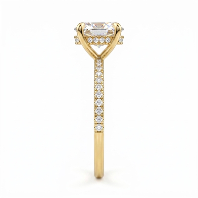 0.3Ct/0.5Ct/1Ct/1.5Ct Classic Oval-Cut Paved Solitaire Lab Grown Diamond Engagement Ring