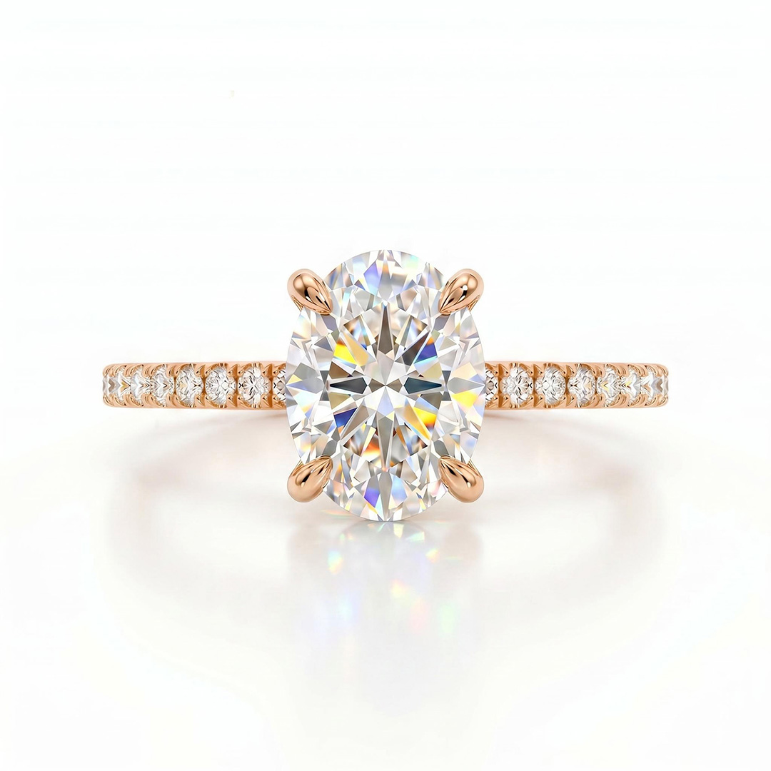 0.3Ct/0.5Ct/1Ct/1.5Ct Classic Oval-Cut Paved Solitaire Lab Grown Diamond Engagement Ring 0.3Ct/0.5Ct/1Ct/1.5Ct Classic Oval-Cut Paved Solitaire Lab Grown Diamond Engagement Ring