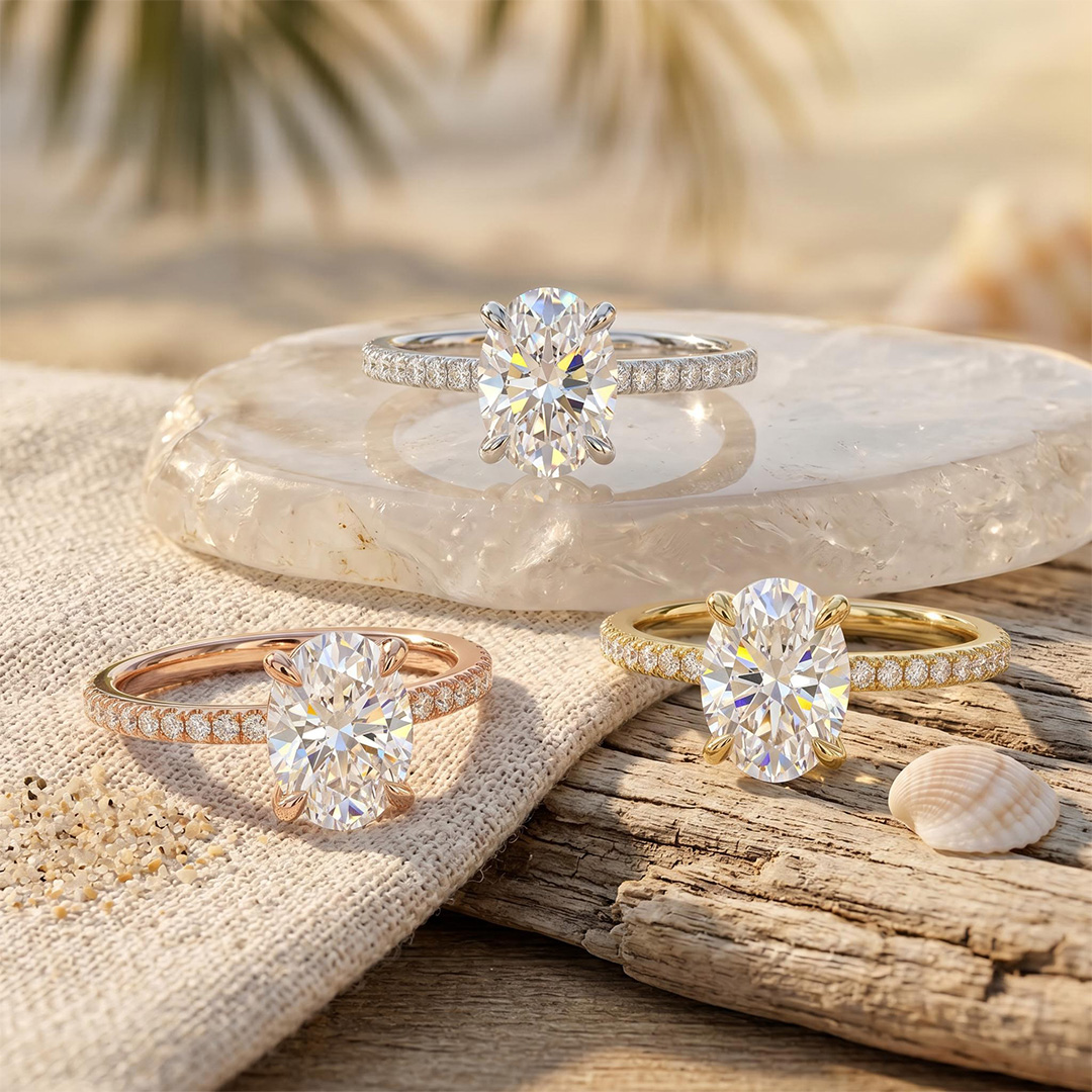 0.3Ct/0.5Ct/1Ct/1.5Ct Classic Oval-Cut Paved Solitaire Lab Grown Diamond Engagement Ring 0.3Ct/0.5Ct/1Ct/1.5Ct Classic Oval-Cut Paved Solitaire Lab Grown Diamond Engagement Ring