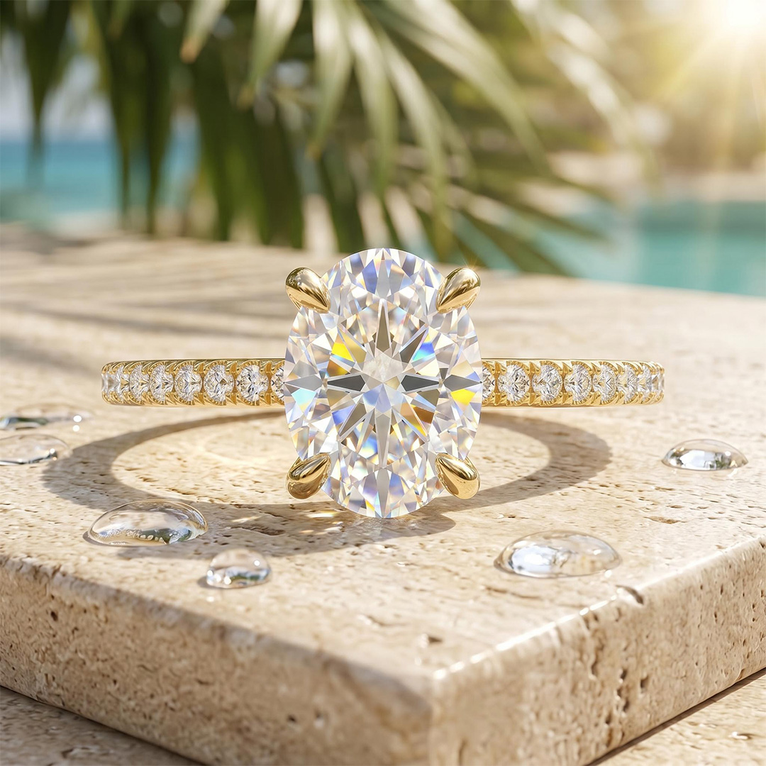 0.3Ct/0.5Ct/1Ct/1.5Ct Classic Oval-Cut Paved Solitaire Lab Grown Diamond Engagement Ring 0.3Ct/0.5Ct/1Ct/1.5Ct Classic Oval-Cut Paved Solitaire Lab Grown Diamond Engagement Ring