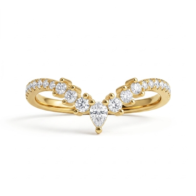 0.28 ct.tw. Pear-Cut Crown Chevron Stackable Lab Grown Diamond Band