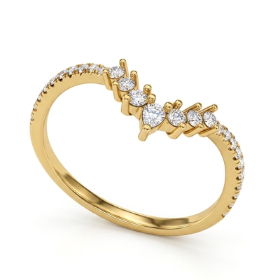 0.28 ct.tw. Pear-Cut Crown Chevron Stackable Lab Grown Diamond Band