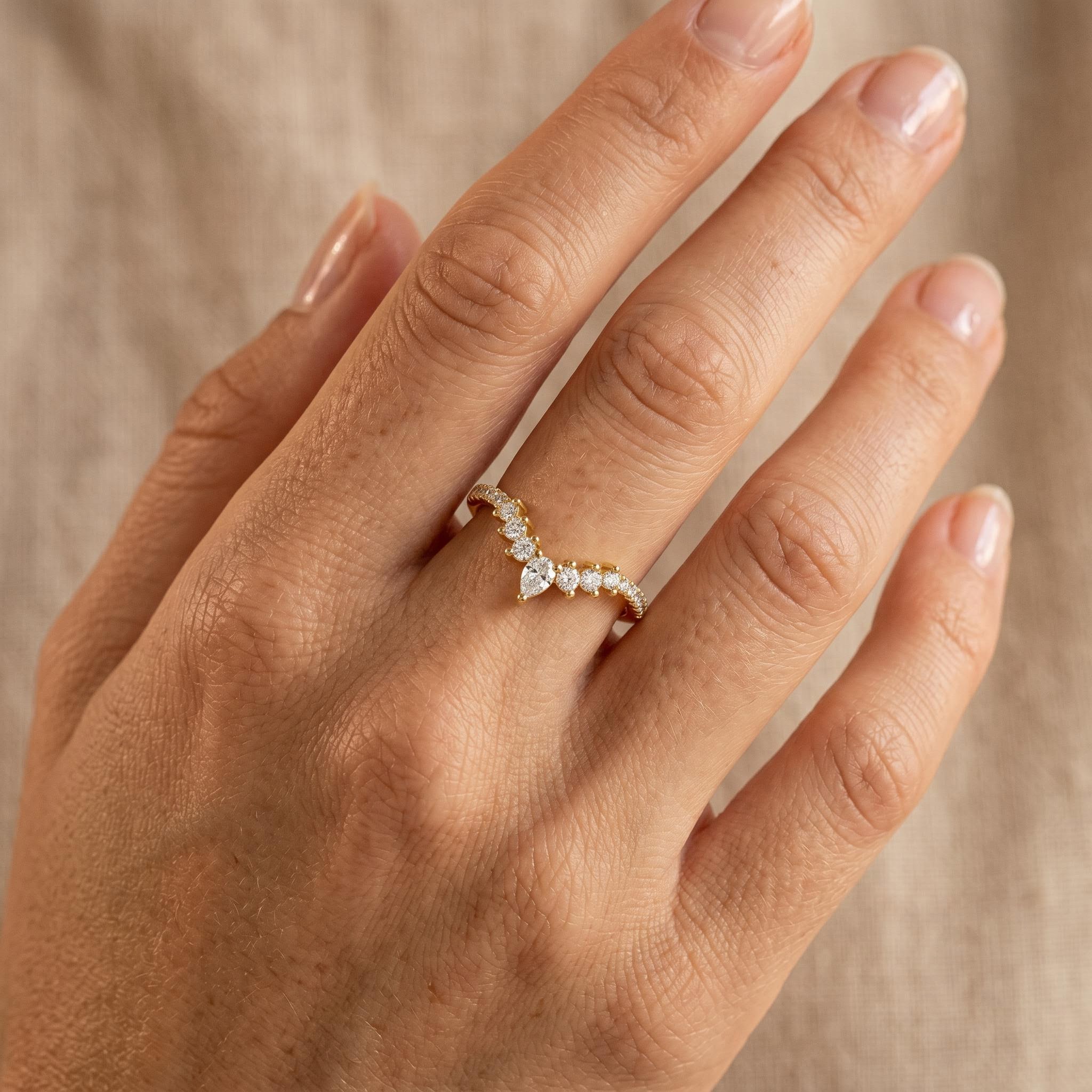 0.28 ct.tw. Pear-Cut Crown Chevron Stackable Lab Grown Diamond Band 0.28 ct.tw. Pear-Cut Crown Chevron Stackable Lab Grown Diamond Band