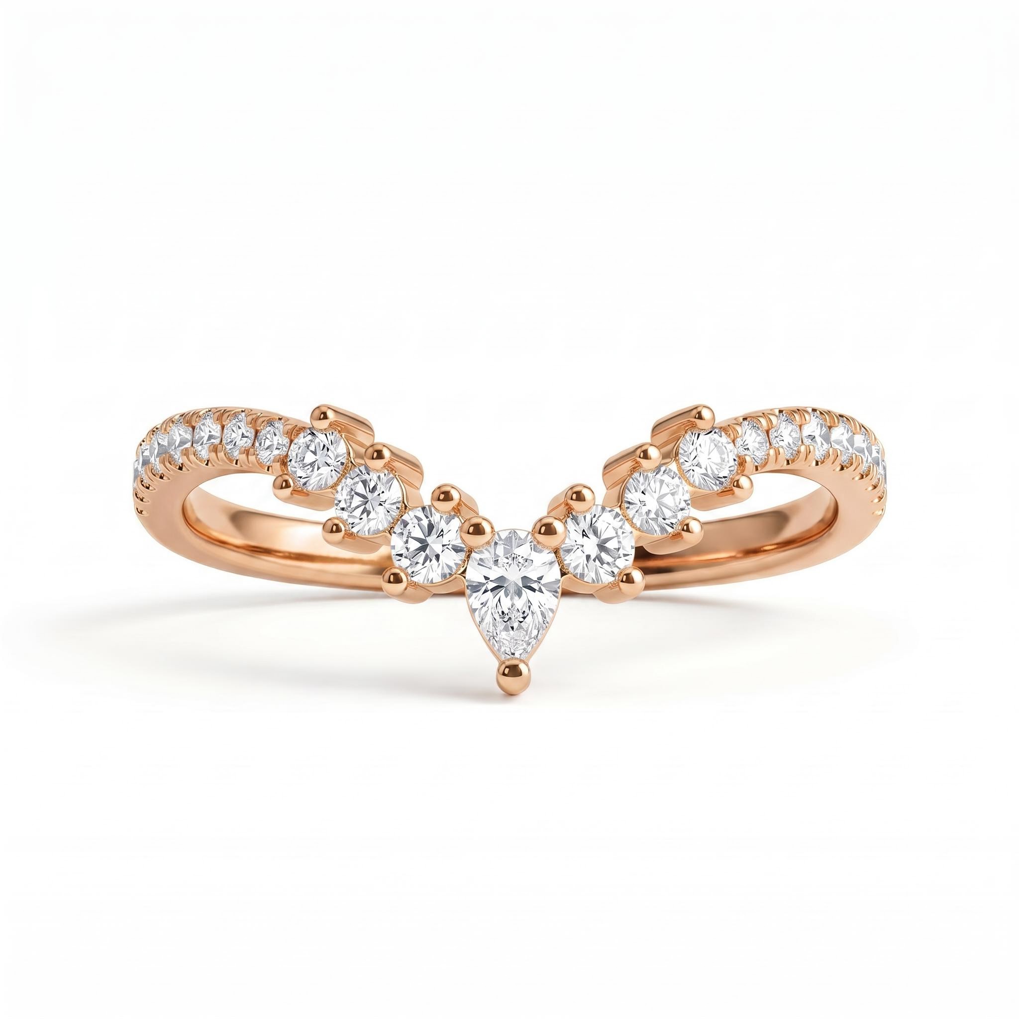 0.28 ct.tw. Pear-Cut Crown Chevron Stackable Lab Grown Diamond Band 0.28 ct.tw. Pear-Cut Crown Chevron Stackable Lab Grown Diamond Band
