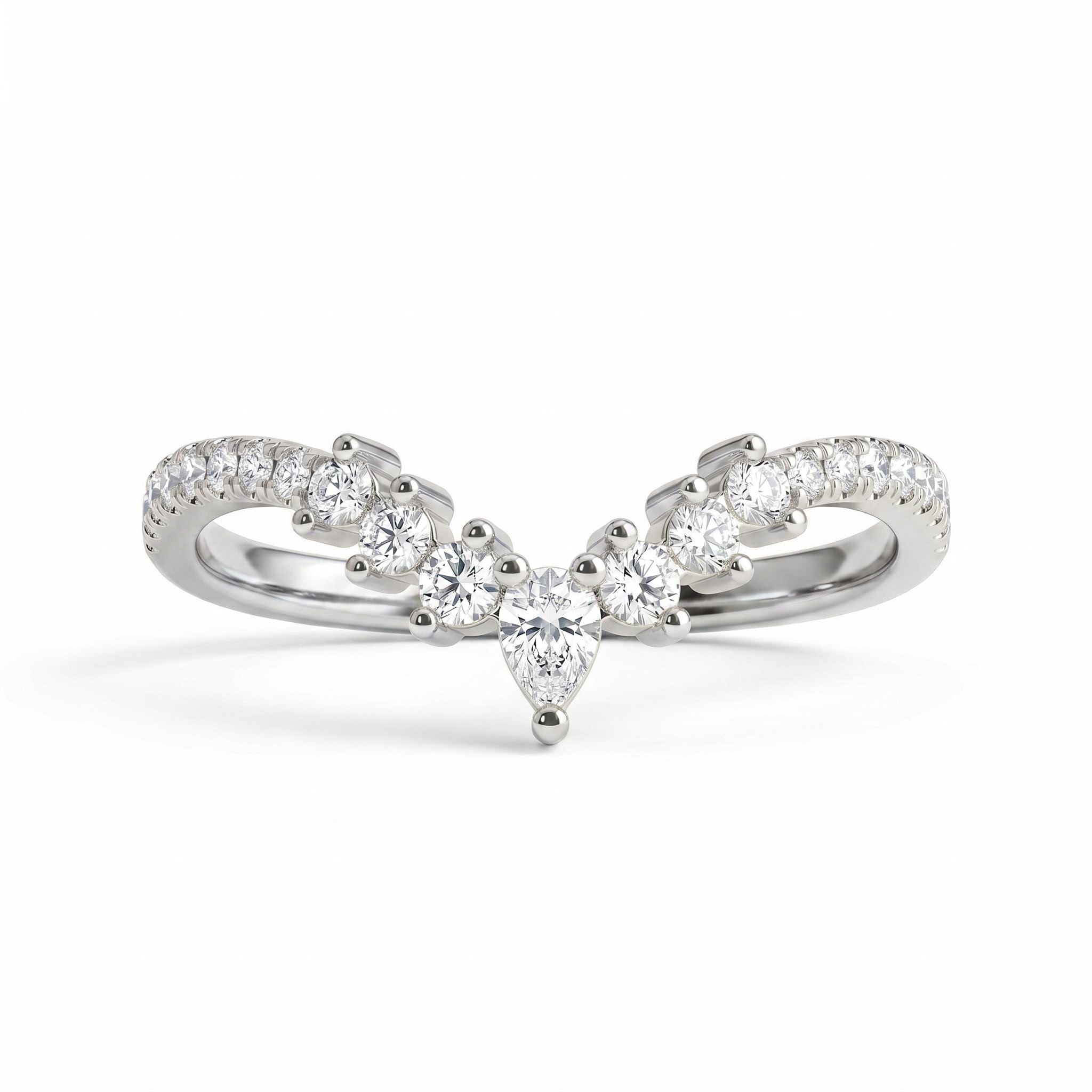 0.28 ct.tw. Pear-Cut Crown Chevron Stackable Lab Grown Diamond Band 0.28 ct.tw. Pear-Cut Crown Chevron Stackable Lab Grown Diamond Band