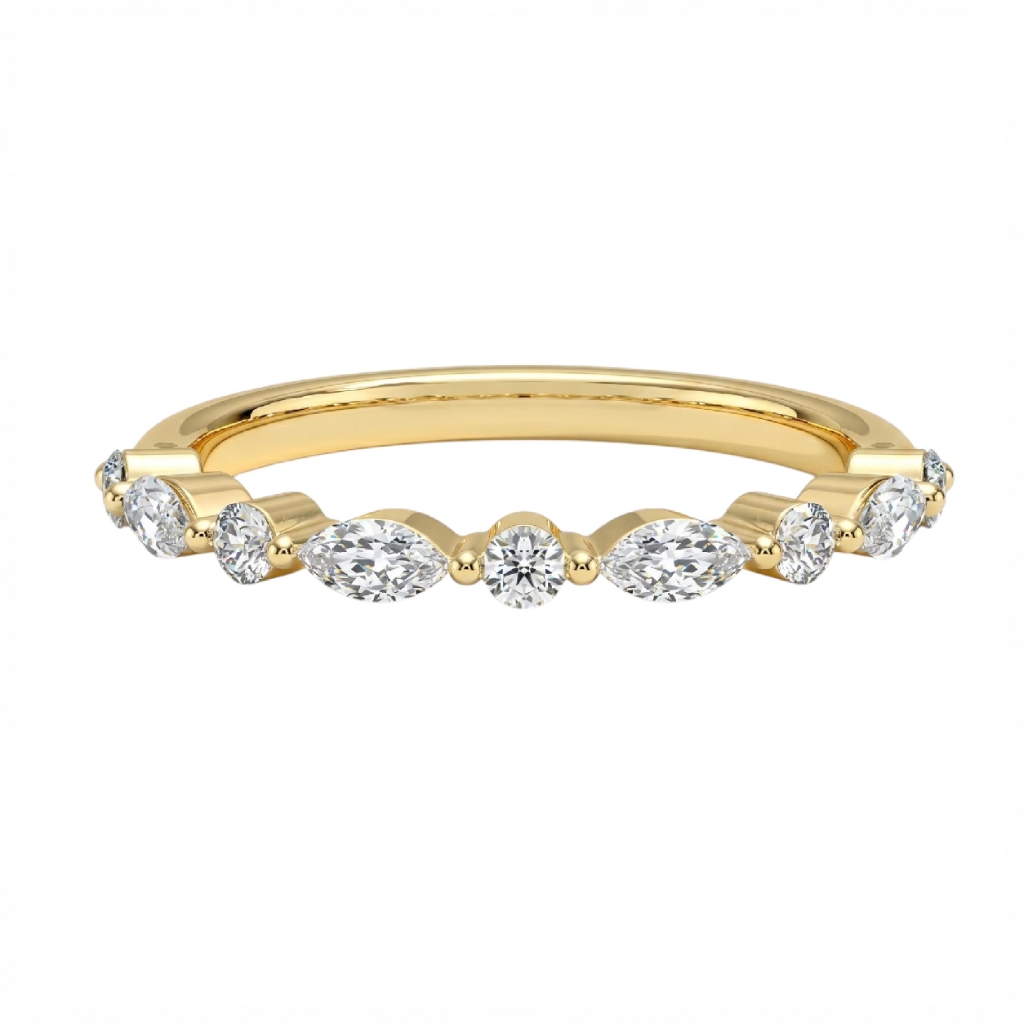 0.25Ct/0.42Ct/0.84Ct Marquise & Round Cut Dainty Stackable Diamond Band Ring 0.25Ct/0.42Ct/0.84Ct Marquise & Round Cut Dainty Stackable Diamond Band Ring