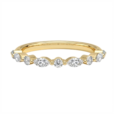 0.25Ct/0.42Ct/0.84Ct Marquise & Round Cut Dainty Stackable Diamond Band Ring
