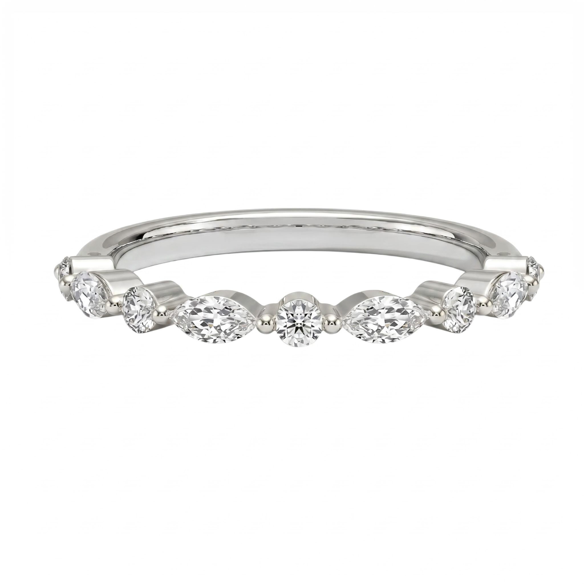 0.25Ct/0.42Ct/0.84Ct Marquise & Round Cut Dainty Stackable Diamond Band Ring 0.25Ct/0.42Ct/0.84Ct Marquise & Round Cut Dainty Stackable Diamond Band Ring