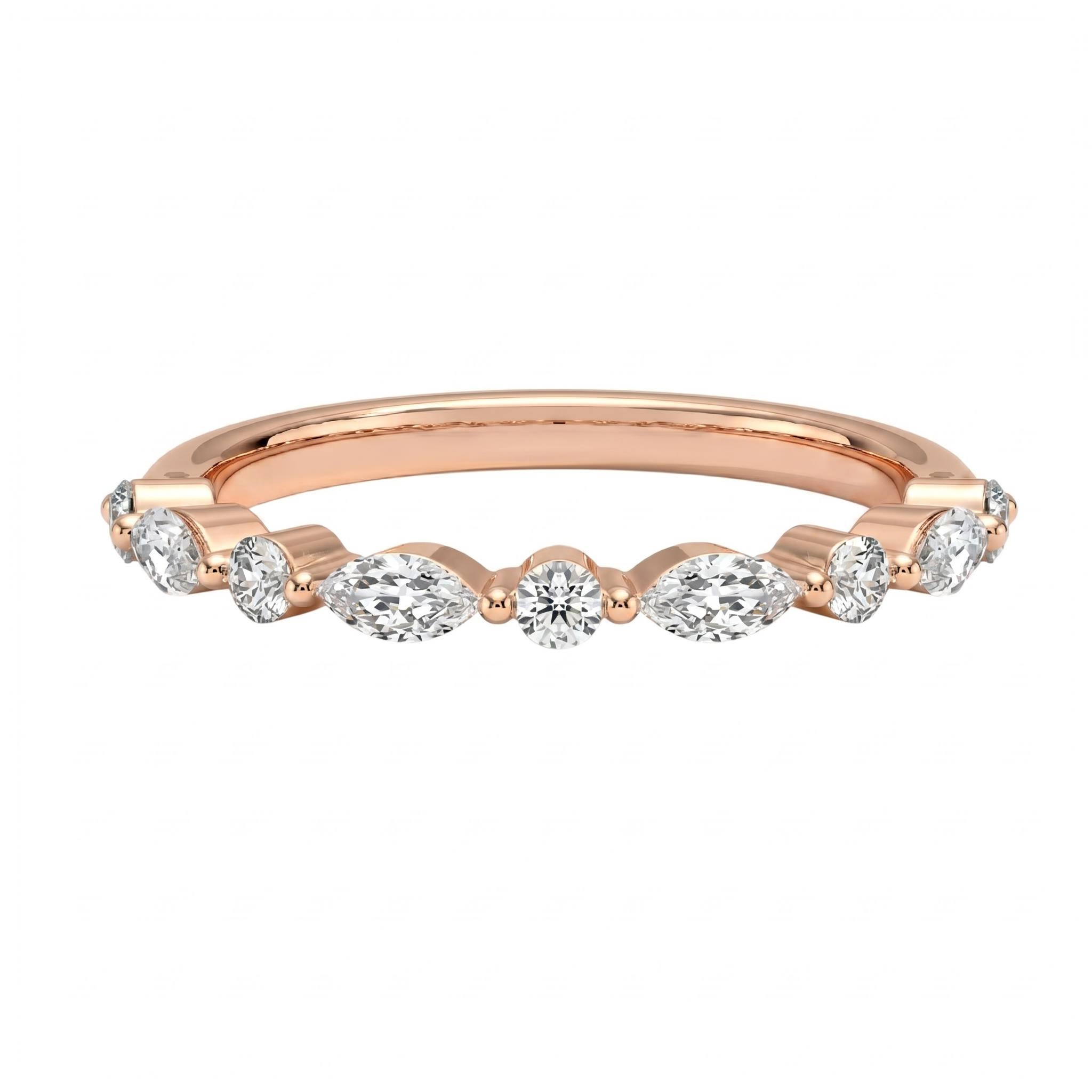 0.25Ct/0.42Ct/0.84Ct Marquise & Round Cut Dainty Stackable Diamond Band Ring 0.25Ct/0.42Ct/0.84Ct Marquise & Round Cut Dainty Stackable Diamond Band Ring