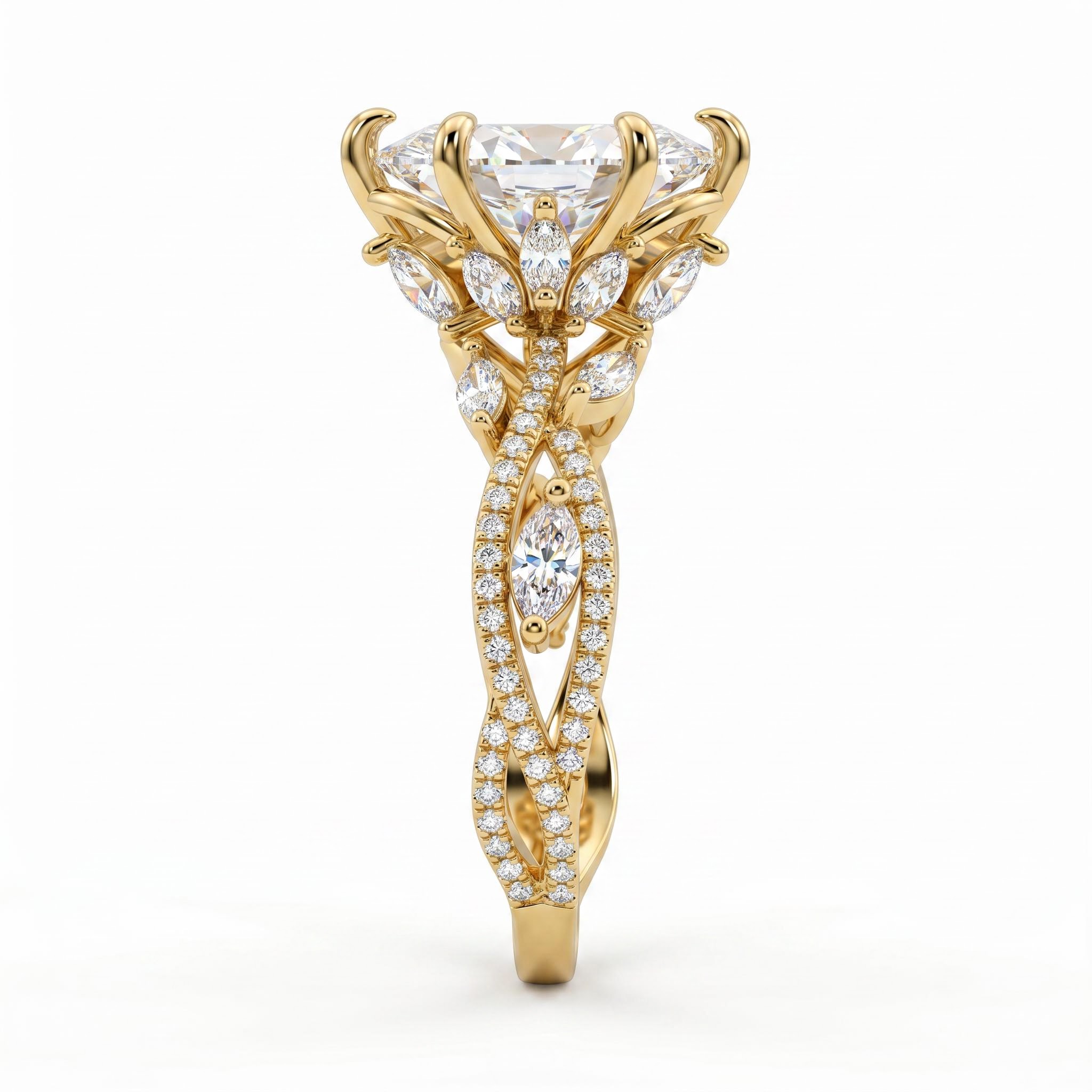 2.82 ct.tw. Vintage Ornate Marquise Cut Twisted Shank Lab Grown Diamond Engagement Ring