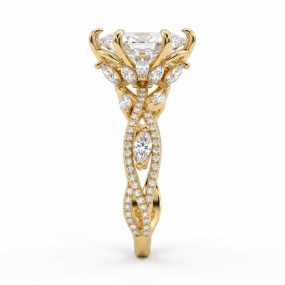 2.82 ct.tw. Vintage Ornate Marquise Cut Twisted Shank Lab Grown Diamond Engagement Ring