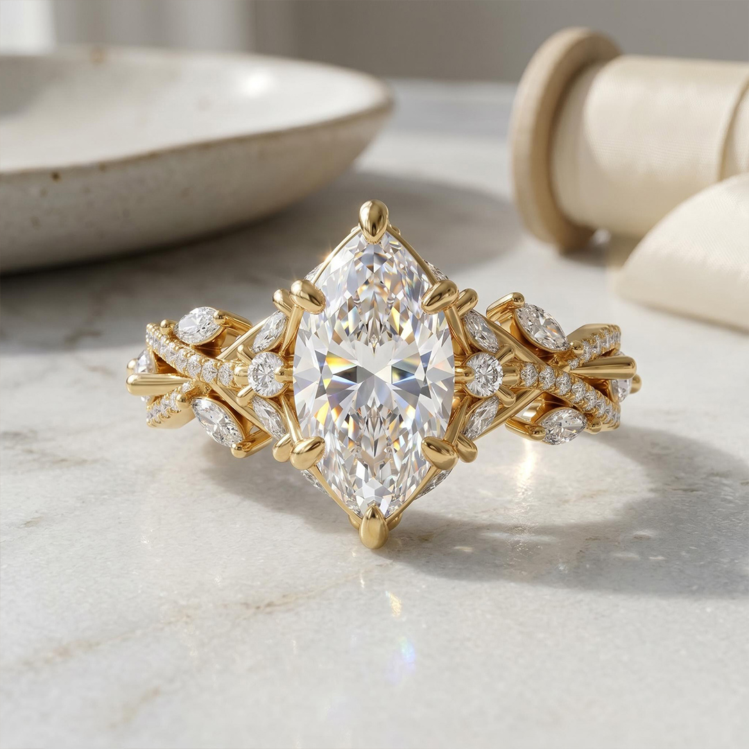 2.82 ct.tw. Vintage Ornate Marquise Cut Twisted Shank Lab Grown Diamond Engagement Ring 2.82 ct.tw. Vintage Ornate Marquise Cut Twisted Shank Lab Grown Diamond Engagement Ring
