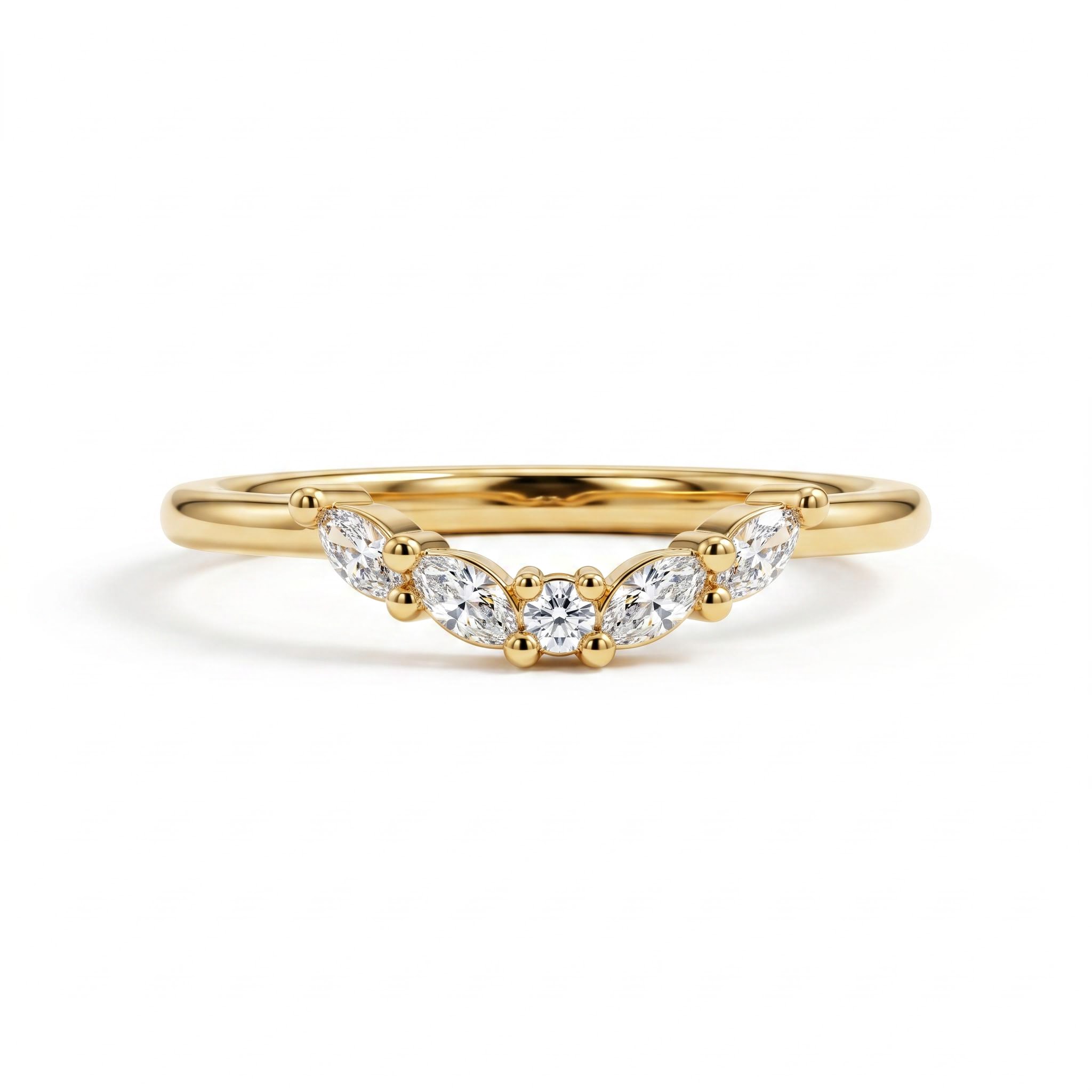 0.82 ct.tw. Dainty Marquise & Round Cut Mixed Stone Stackable Band Ring 0.82 ct.tw. Dainty Marquise & Round Cut Mixed Stone Stackable Band Ring