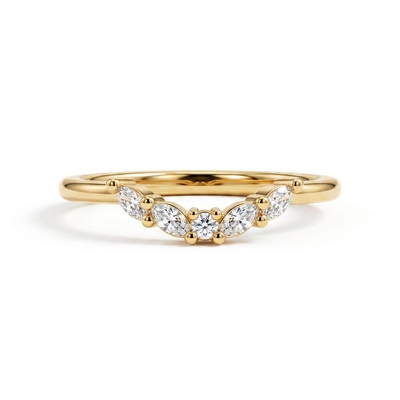 0.82 ct.tw. Dainty Marquise & Round Cut Mixed Stone Stackable Band Ring