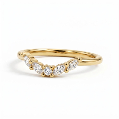0.82 ct.tw. Dainty Marquise & Round Cut Mixed Stone Stackable Band Ring