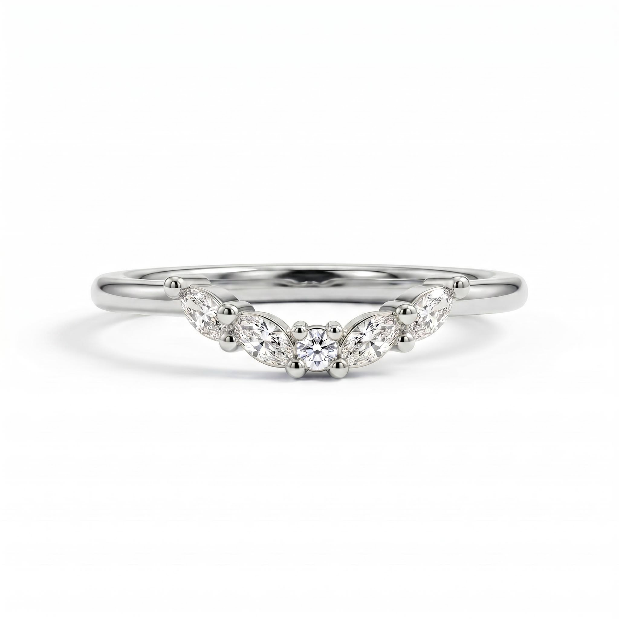 0.82 ct.tw. Dainty Marquise & Round Cut Mixed Stone Stackable Band Ring 0.82 ct.tw. Dainty Marquise & Round Cut Mixed Stone Stackable Band Ring