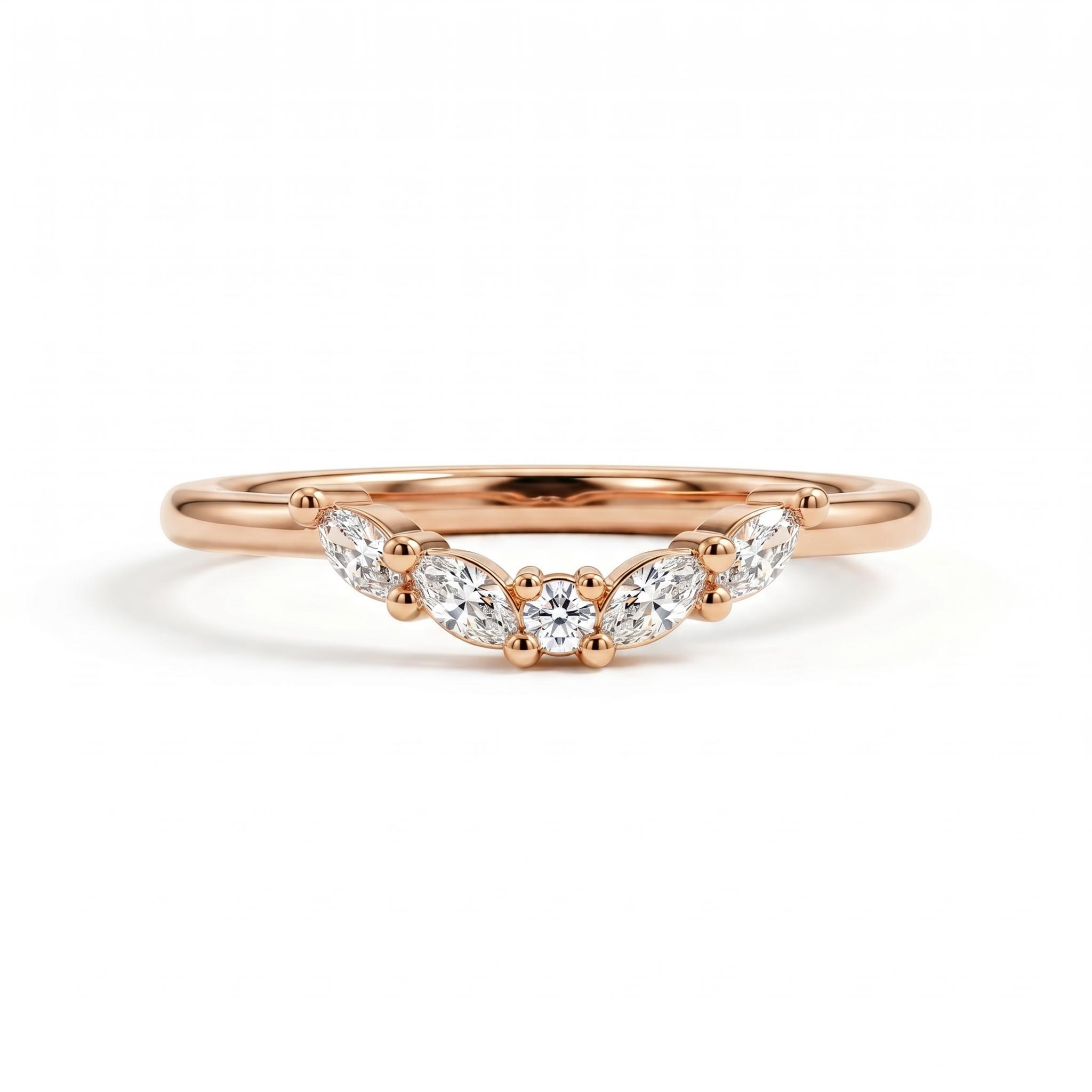 0.82 ct.tw. Dainty Marquise & Round Cut Mixed Stone Stackable Band Ring 0.82 ct.tw. Dainty Marquise & Round Cut Mixed Stone Stackable Band Ring
