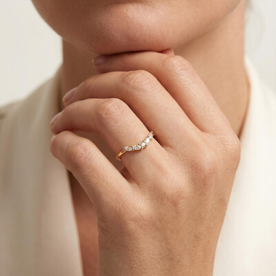 0.82 ct.tw. Dainty Marquise & Round Cut Mixed Stone Stackable Band Ring