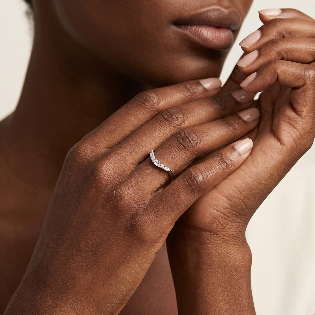 0.82 ct.tw. Dainty Marquise & Round Cut Mixed Stone Stackable Band Ring 0.82 ct.tw. Dainty Marquise & Round Cut Mixed Stone Stackable Band Ring