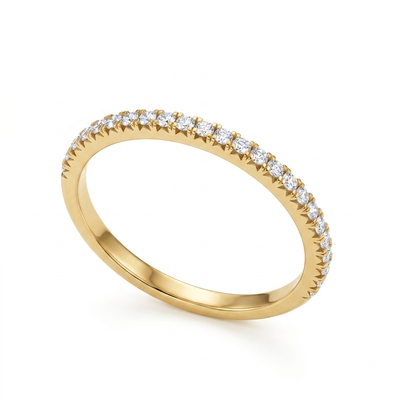 0.24Ct/0.48Ct/0.72Ct/1Ct Dainty Round Cut Pavé Stackable Eternity Band Ring