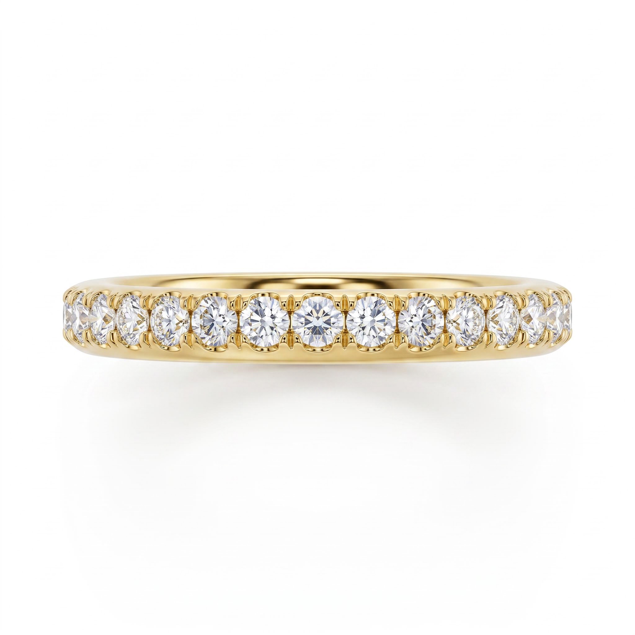 0.24Ct/0.48Ct/0.72Ct/1Ct Dainty Round Cut Pavé Stackable Eternity Band Ring
