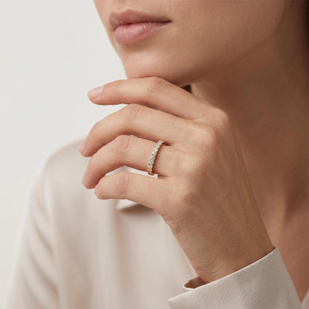 0.24Ct/0.48Ct/0.72Ct/1Ct Dainty Round Cut Pavé Stackable Eternity Band Ring 0.24Ct/0.48Ct/0.72Ct/1Ct Dainty Round Cut Pavé Stackable Eternity Band Ring