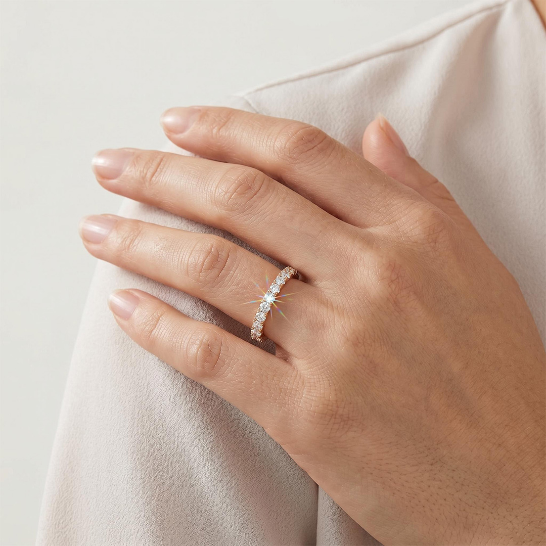 0.24Ct/0.48Ct/0.72Ct/1Ct Dainty Round Cut Pavé Stackable Eternity Band Ring 0.24Ct/0.48Ct/0.72Ct/1Ct Dainty Round Cut Pavé Stackable Eternity Band Ring