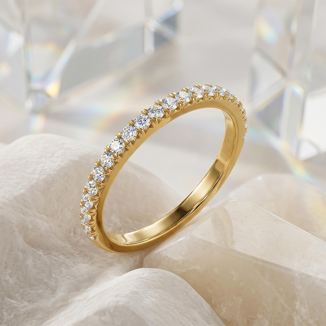 0.24Ct/0.48Ct/0.72Ct/1Ct Dainty Round Cut Pavé Stackable Eternity Band Ring 0.24Ct/0.48Ct/0.72Ct/1Ct Dainty Round Cut Pavé Stackable Eternity Band Ring