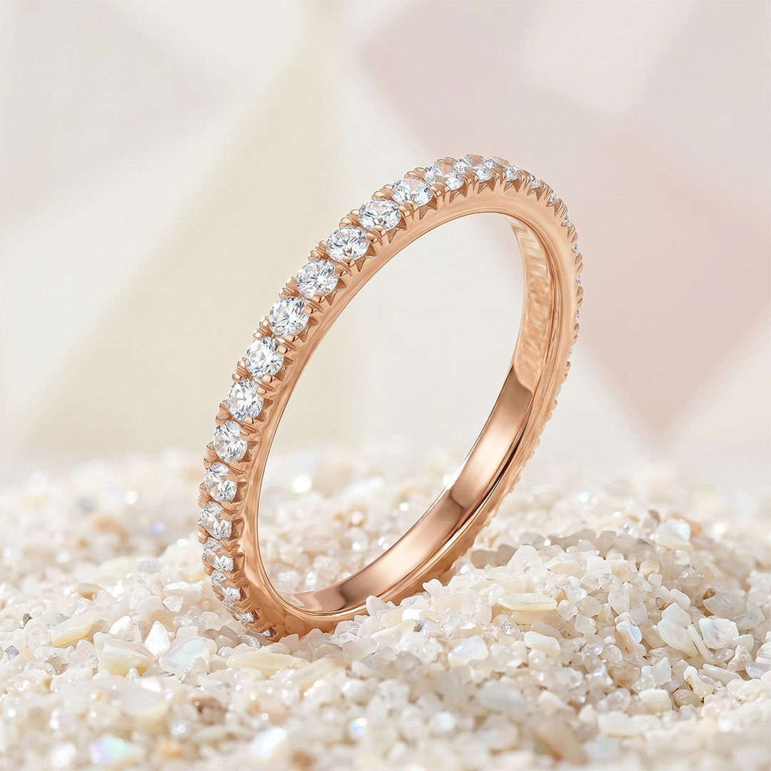 0.24Ct/0.48Ct/0.72Ct/1Ct Dainty Round Cut Pavé Stackable Eternity Band Ring 0.24Ct/0.48Ct/0.72Ct/1Ct Dainty Round Cut Pavé Stackable Eternity Band Ring