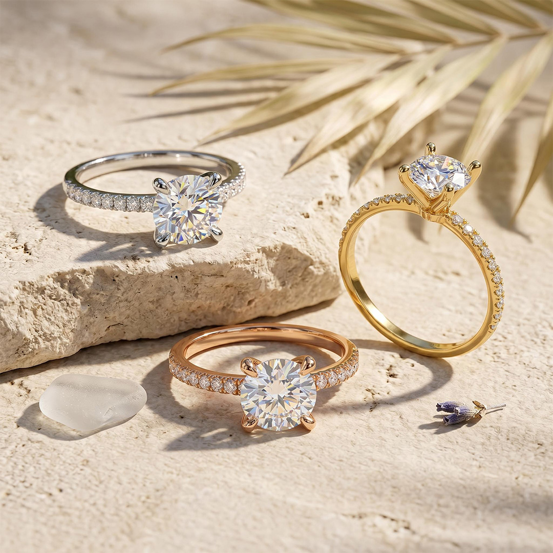 0.5Ct/0.8Ct/1.0Ct Classic Four-Prong Round Cut Pave Shank Lab Grown Diamond Engagement Ring 0.5Ct/0.8Ct/1.0Ct Classic Four-Prong Round Cut Pave Shank Lab Grown Diamond Engagement Ring