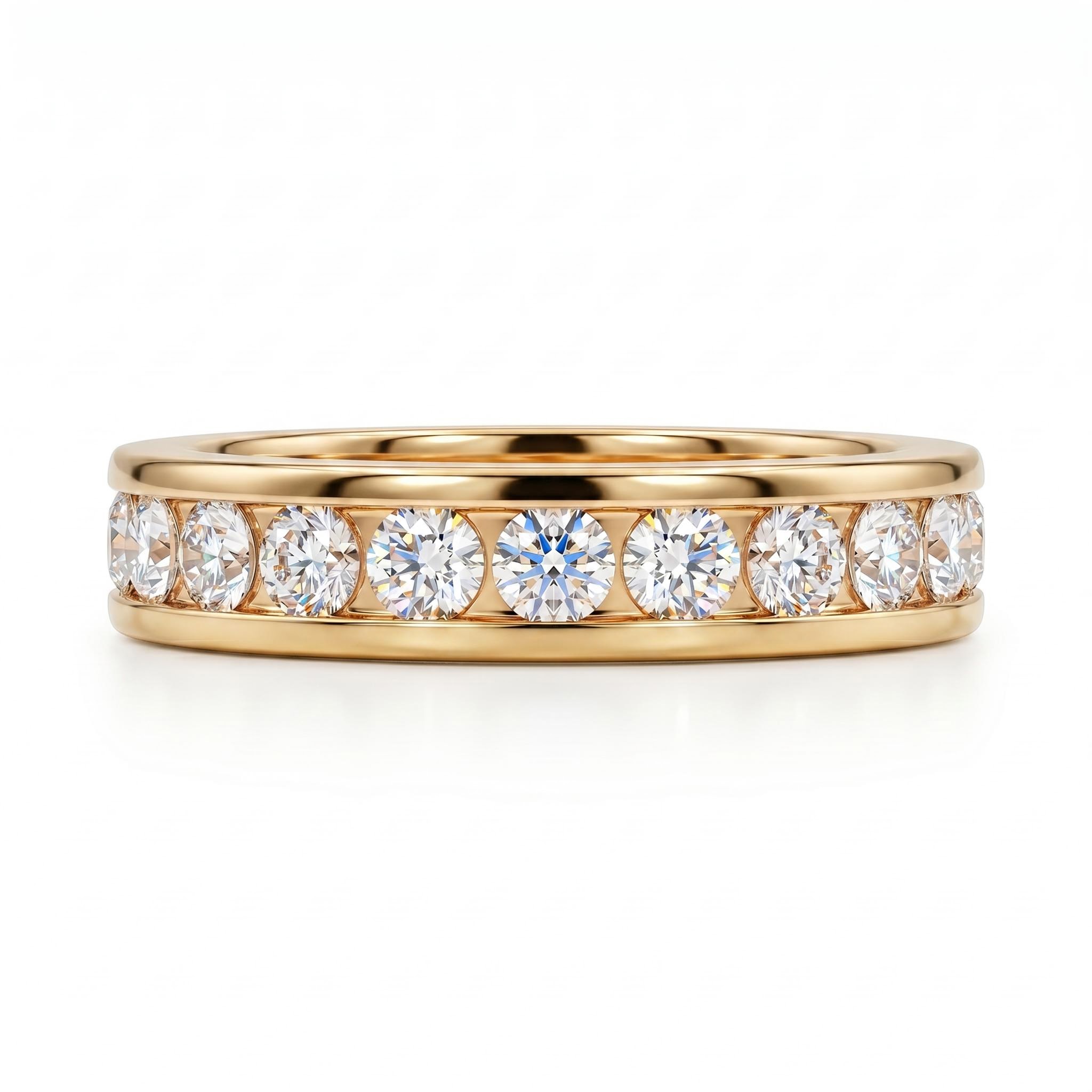 1.0Ct/1.5Ct Full Eternity Round Cut Lab Grown Diamond Wedding Band Ring