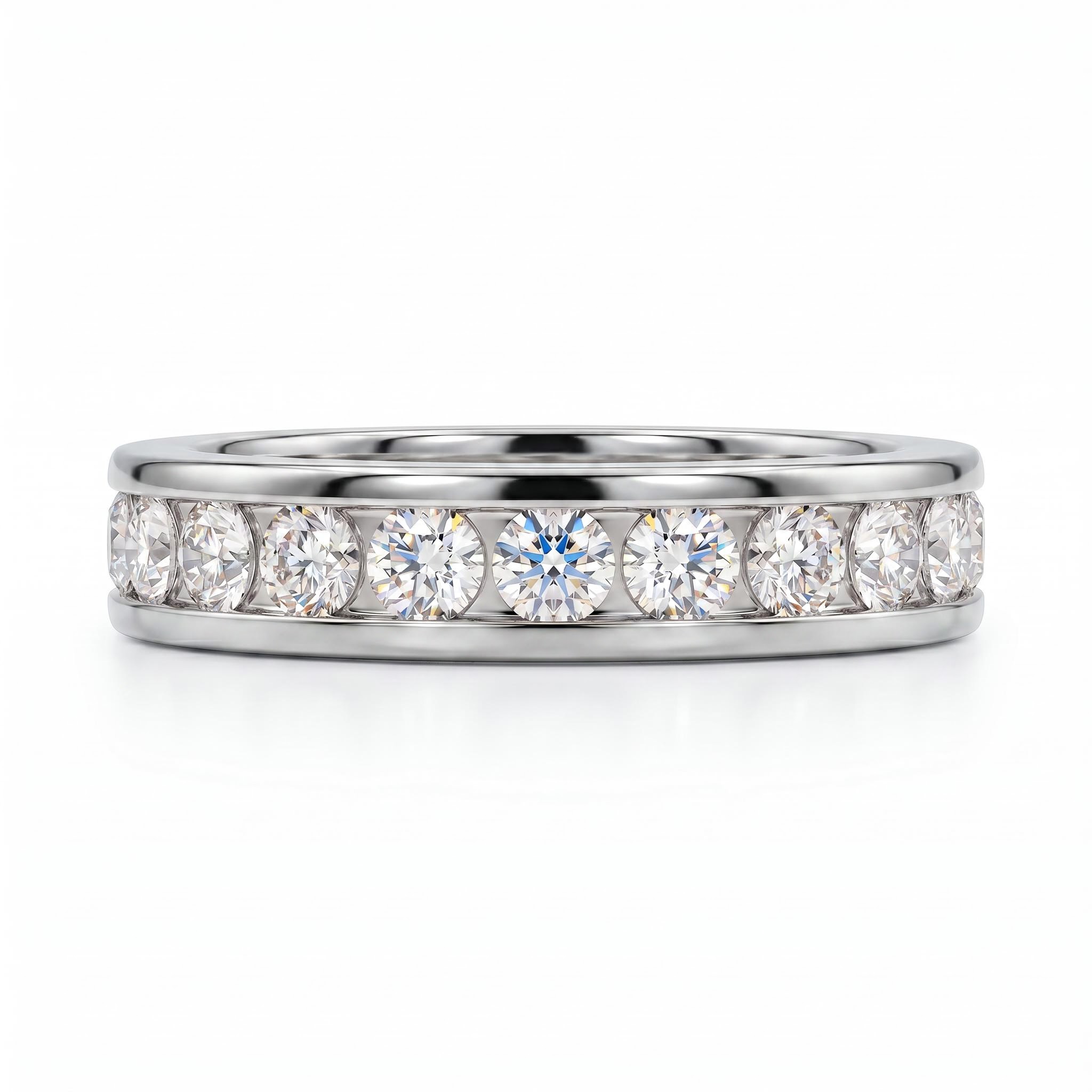 1.0Ct/1.5Ct Full Eternity Round Cut Lab Grown Diamond Wedding Band Ring