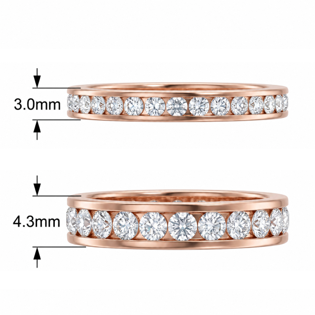 1.0Ct/1.5Ct Full Eternity Round Cut Lab Grown Diamond Wedding Band Ring