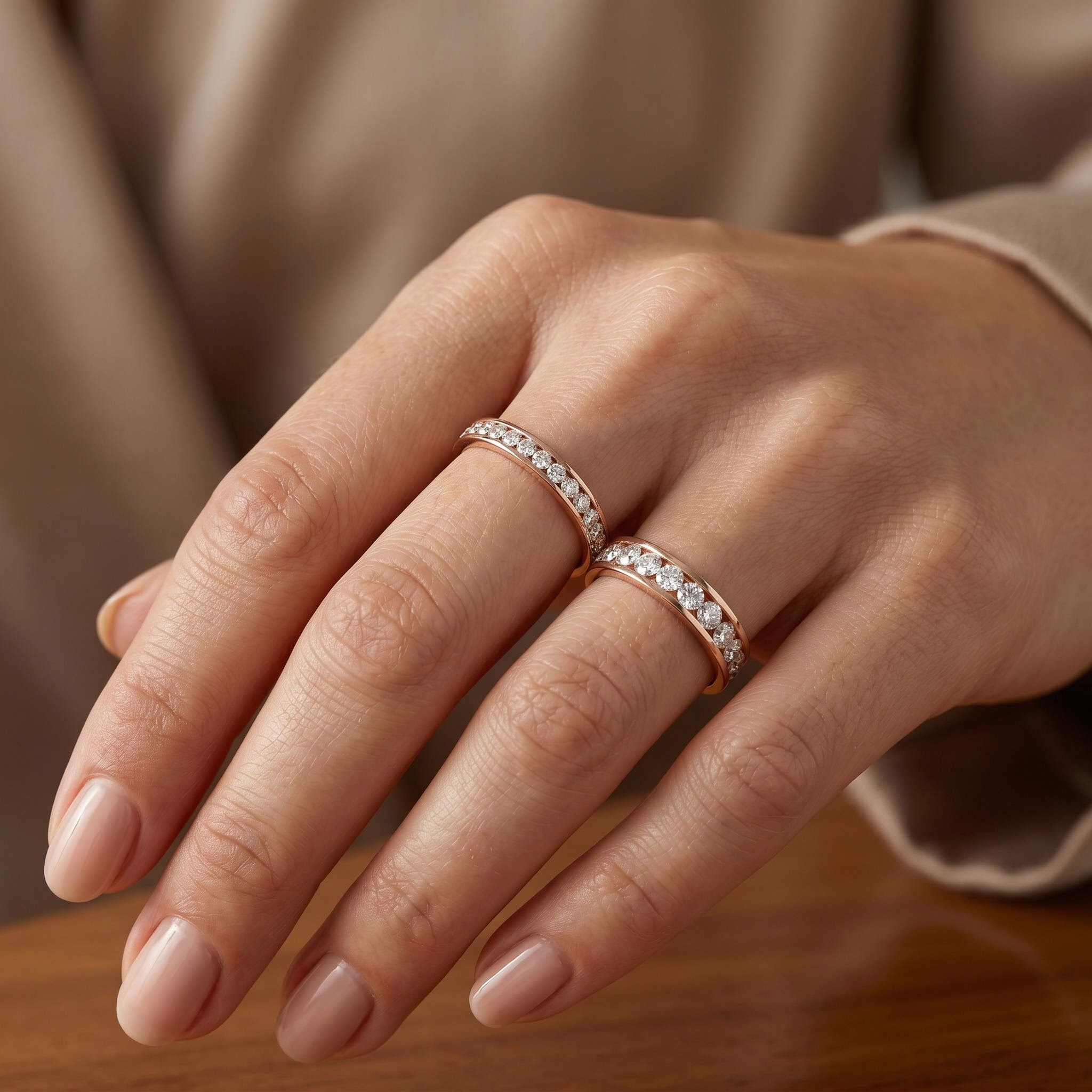 1.0Ct/1.5Ct Full Eternity Round Cut Lab Grown Diamond Wedding Band Ring