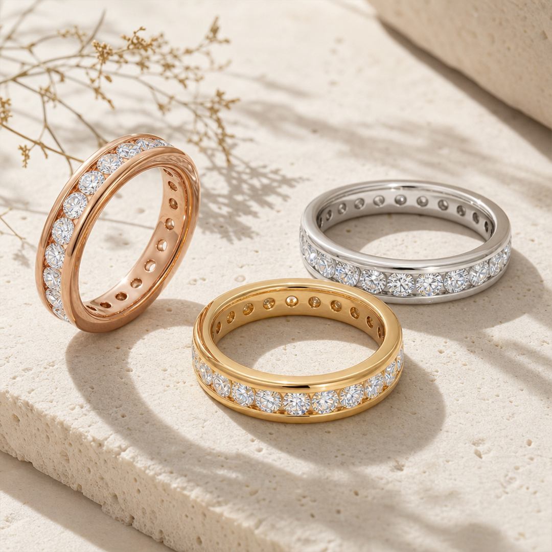 1.0Ct/1.5Ct Full Eternity Round Cut Lab Grown Diamond Wedding Band Ring 1.0Ct/1.5Ct Full Eternity Round Cut Lab Grown Diamond Wedding Band Ring
