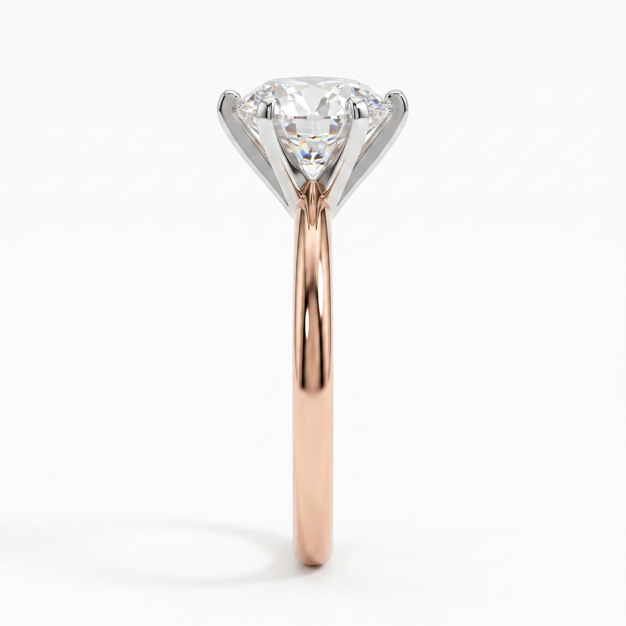 0.5Ct/1.0Ct/1.5Ct Two-tone Classic Six-Prong Solitaire Lab Grown Diamond Engagement Ring