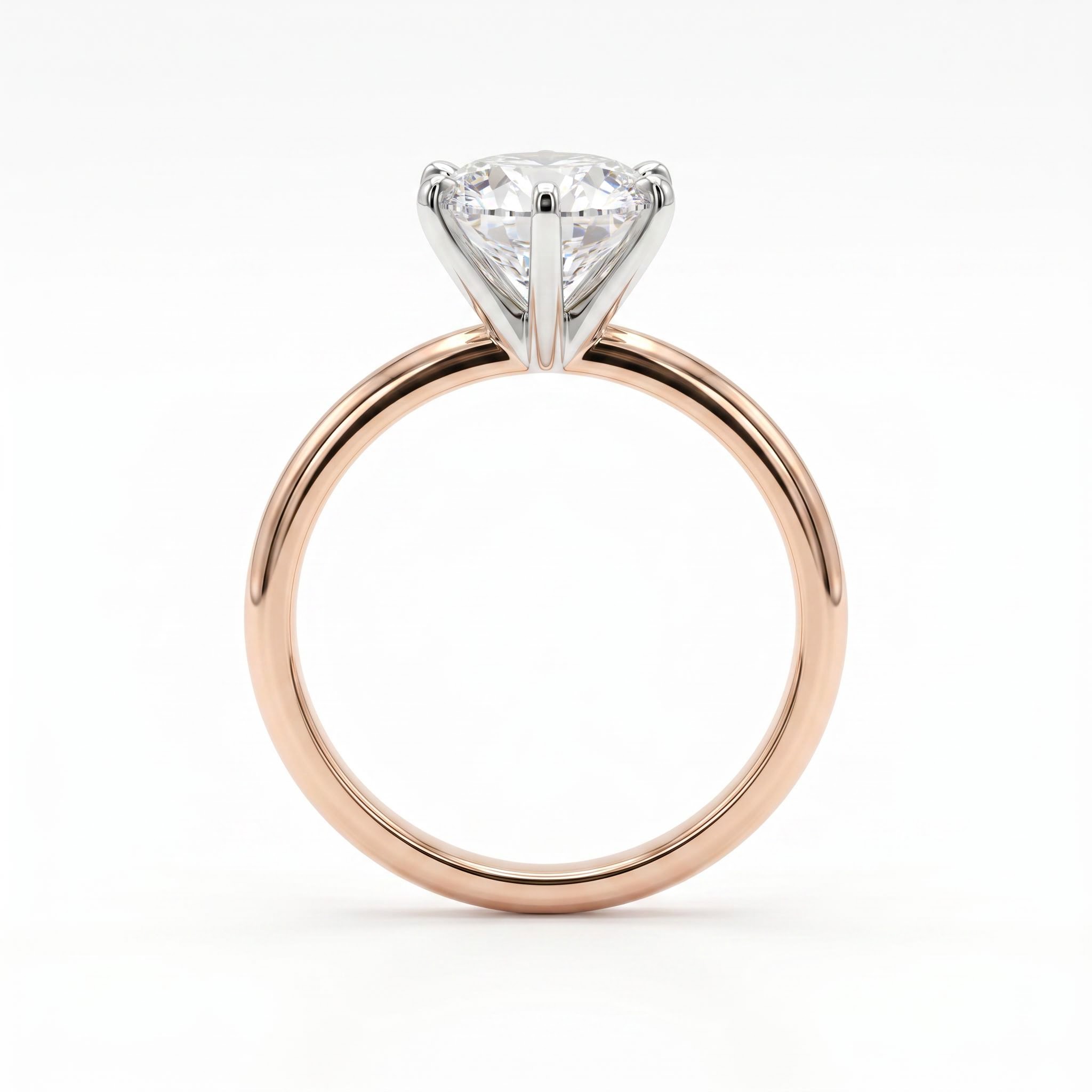 0.5Ct/1.0Ct/1.5Ct Two-tone Classic Six-Prong Solitaire Lab Grown Diamond Engagement Ring